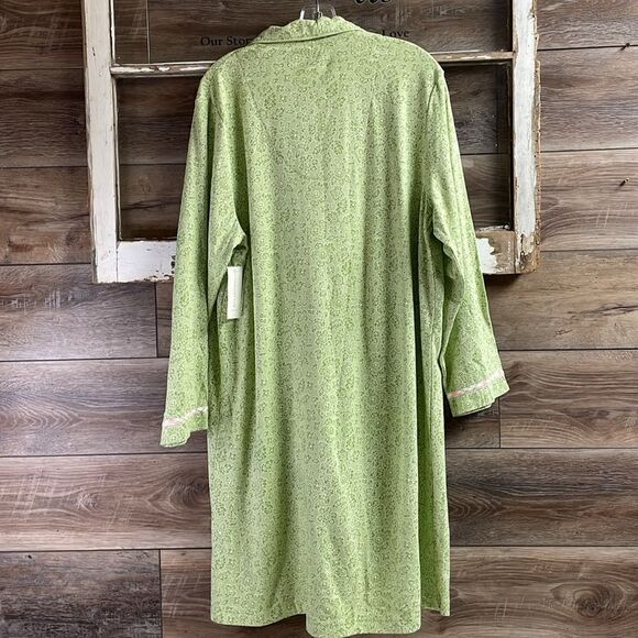 CHARTER CLUB XL Light Ivy Thistle Green Floral Robe Sleep Shirt Cottage Core NWT - Picture 5 of 7
